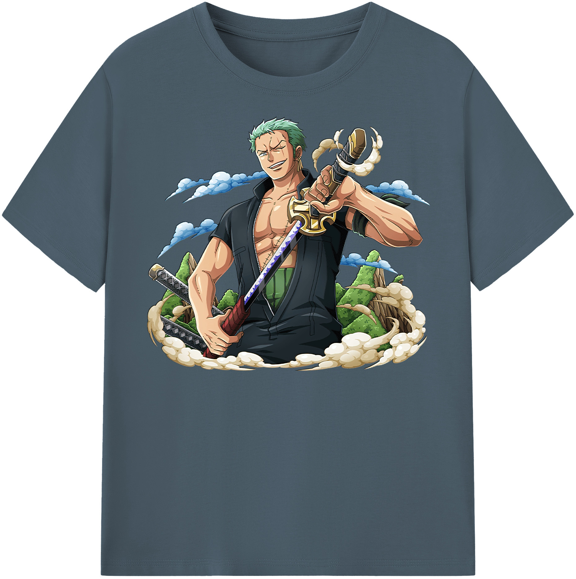 ワンピース ロロノア・ゾロ ONE PIECE Roronoa Zoro 綿100％半袖Tシャツ（フロントプリント）
